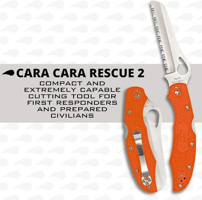 Spyderco Byrd Cara Cara 2 Rescue Knife FRN Orange #BY17SOR2