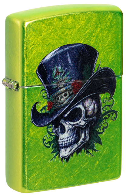 Zippo Horror Goth Skull Design, Lurid Green Lighter #46709