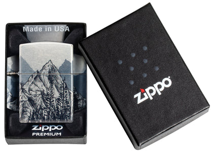 Zippo Mountains Design, 540 Tumbled Chrome Fusion Lighter #46280