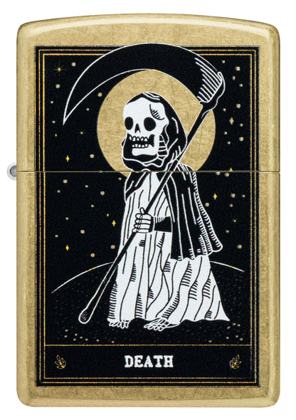 Zippo Death Card Design, Street Brass Finish Lighter #46722