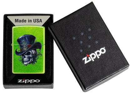 Zippo Horror Goth Skull Design, Lurid Green Lighter #46709