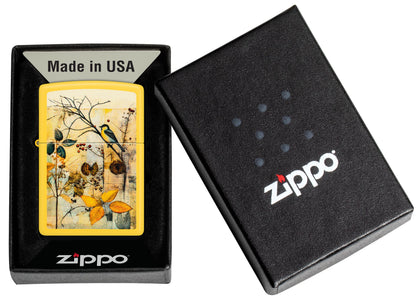 Zippo Vintage Bird Design, Sunflower Yellow Lighter #46580