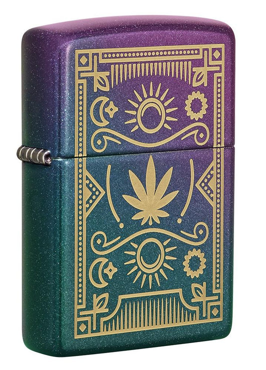 Zippo Cannabis Iridescent Laser Engrave Design, Windproof Lighter #49516