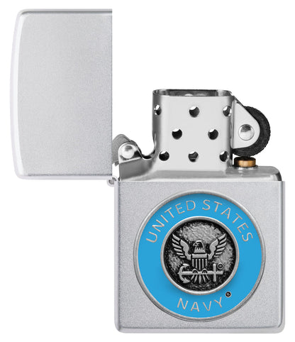 Zippo United States Navy, Satin Chrome Lighter #48975