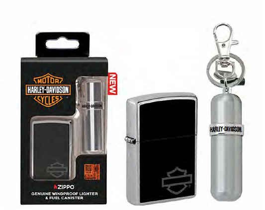 Zippo Harley Davidson Street Chrome Lighter & Canister Gift Set #46131