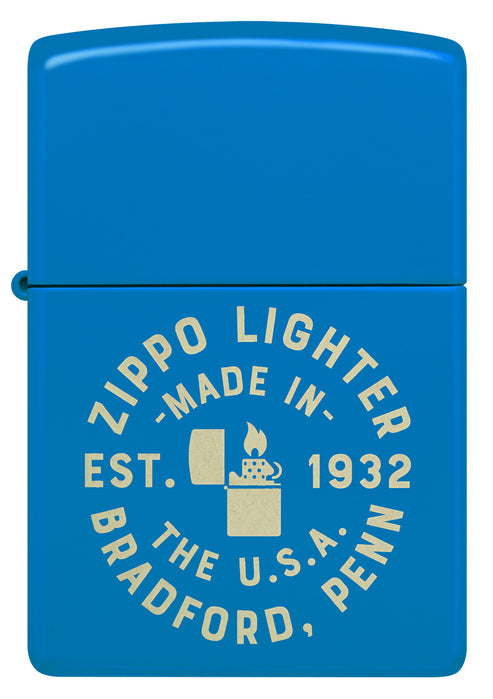 Zippo Seal Laser Engraved Design, Sky Blue Matte Lighter #46173