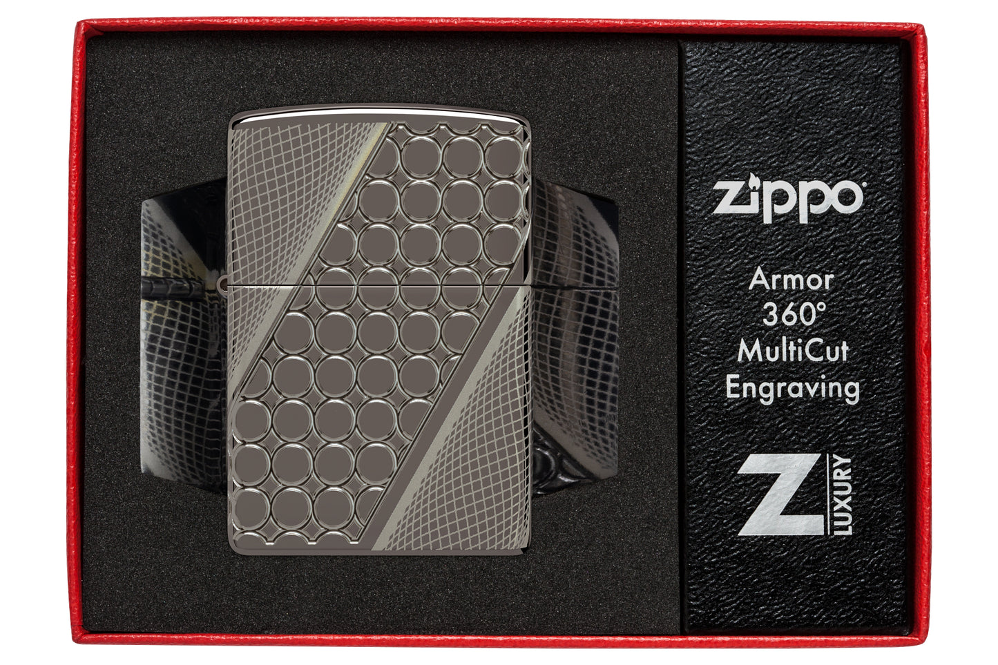 Zippo Deep Dots Design Armor Black Ice MultiCut 360 Lighter #46812