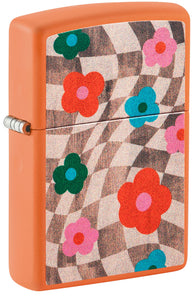 Zippo Nostalgia Flower Chessboard, Orange Matte Lighter #48718