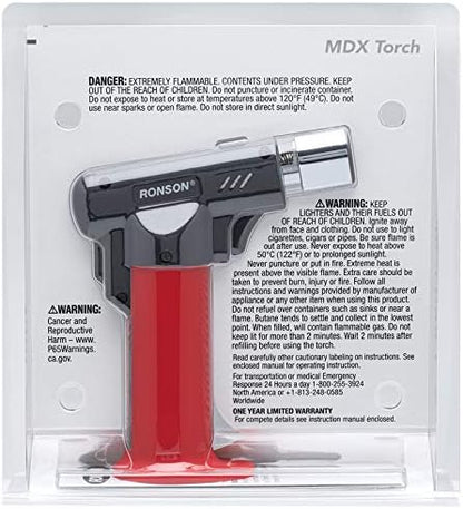 Ronson MDX Butane Toch, Unfilled, Red/Grey #80026