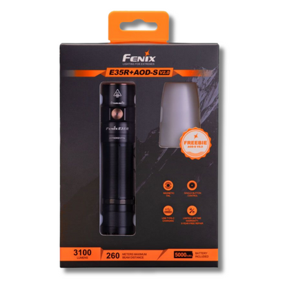 Fenix E35R Flashlight 3100 Lumens + AOD-S V2.0 Diffuser Holiday Kit