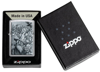 Zippo Mystical Beings Wizard Design, Brushed Chrome Lighter #46579