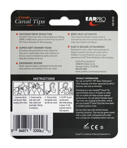 SureFire EarPro Comply Canal Tips Large, 3 Pairs #EP7-COMPLY-ST-3LPR