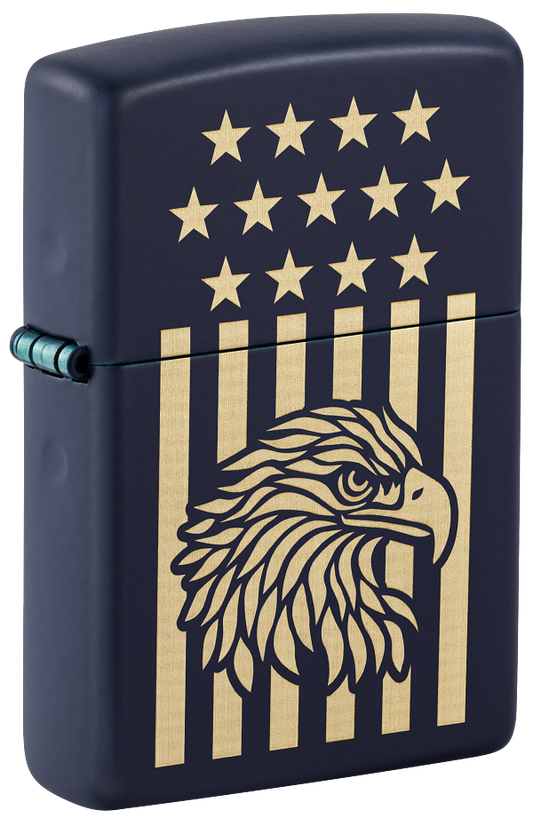 Zippo Eagle and Flag Design, Classic Navy Matte Lighter #47536