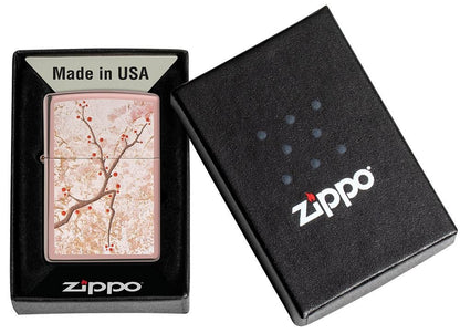 Zippo Japanese Cherry Blossom High Polish Rose Gold Windproof Lighter #49486
