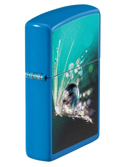 Zippo Water Droplet Macro Design, Blue Matte Lighter #48864