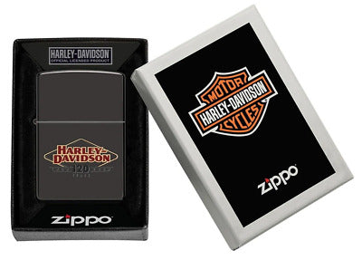 Zippo Harley-Davidson 120 Years Logo, High Polish Black Lighter #48697