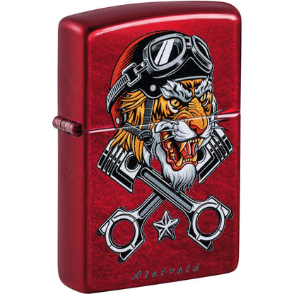 Zippo Rietveld Biker Tiger Candy Apple Red Lighter #46934