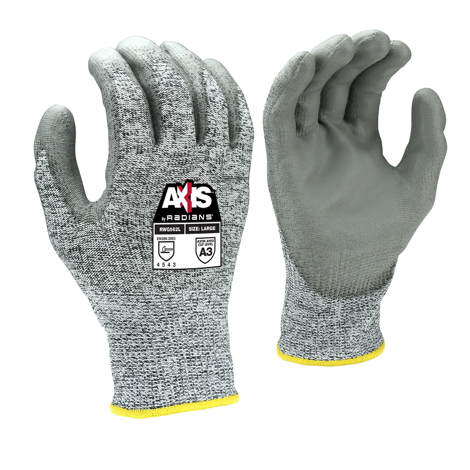 Radians AXIS A4 High Visibility Foam Nitrile Coated Cut Protection Glove, Size L #RWG564L