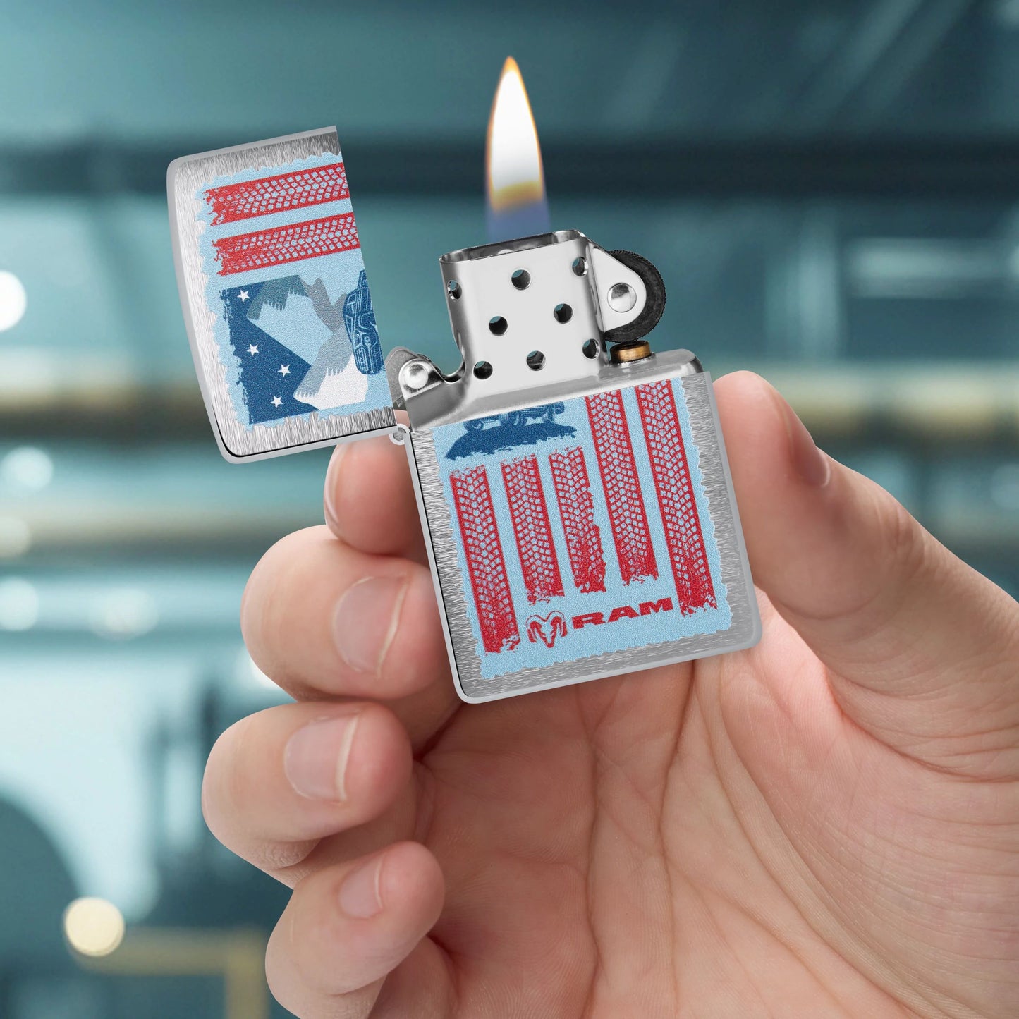 Zippo Ram, Brushed Chrome Lighter #47407