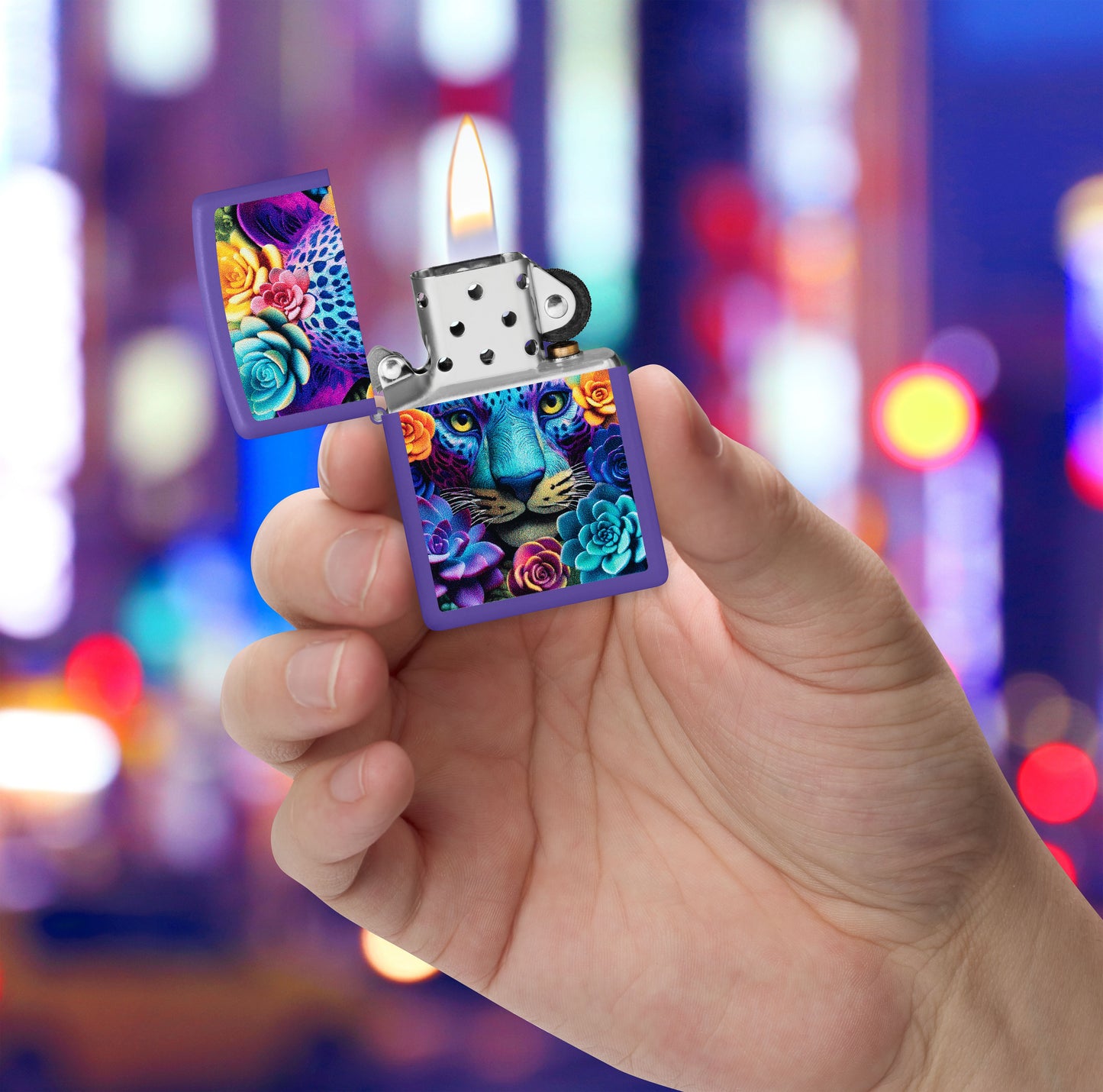 Zippo Leopard Roses, Purple Matte Lighter #47449