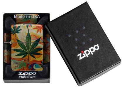 Zippo Cannabis Leaf, 540° Tumbled Chrome Lighter #47270