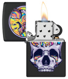 Zippo Psychedelic Skull Black Light Design, Black Matte Lighter #48737