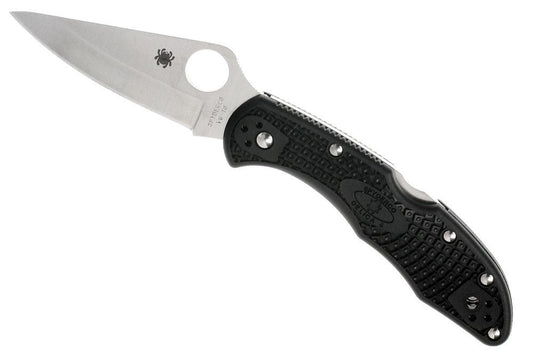 Spyderco Delica 4 Knife, Plain Blade, FRN Handle, Black #C11PBK