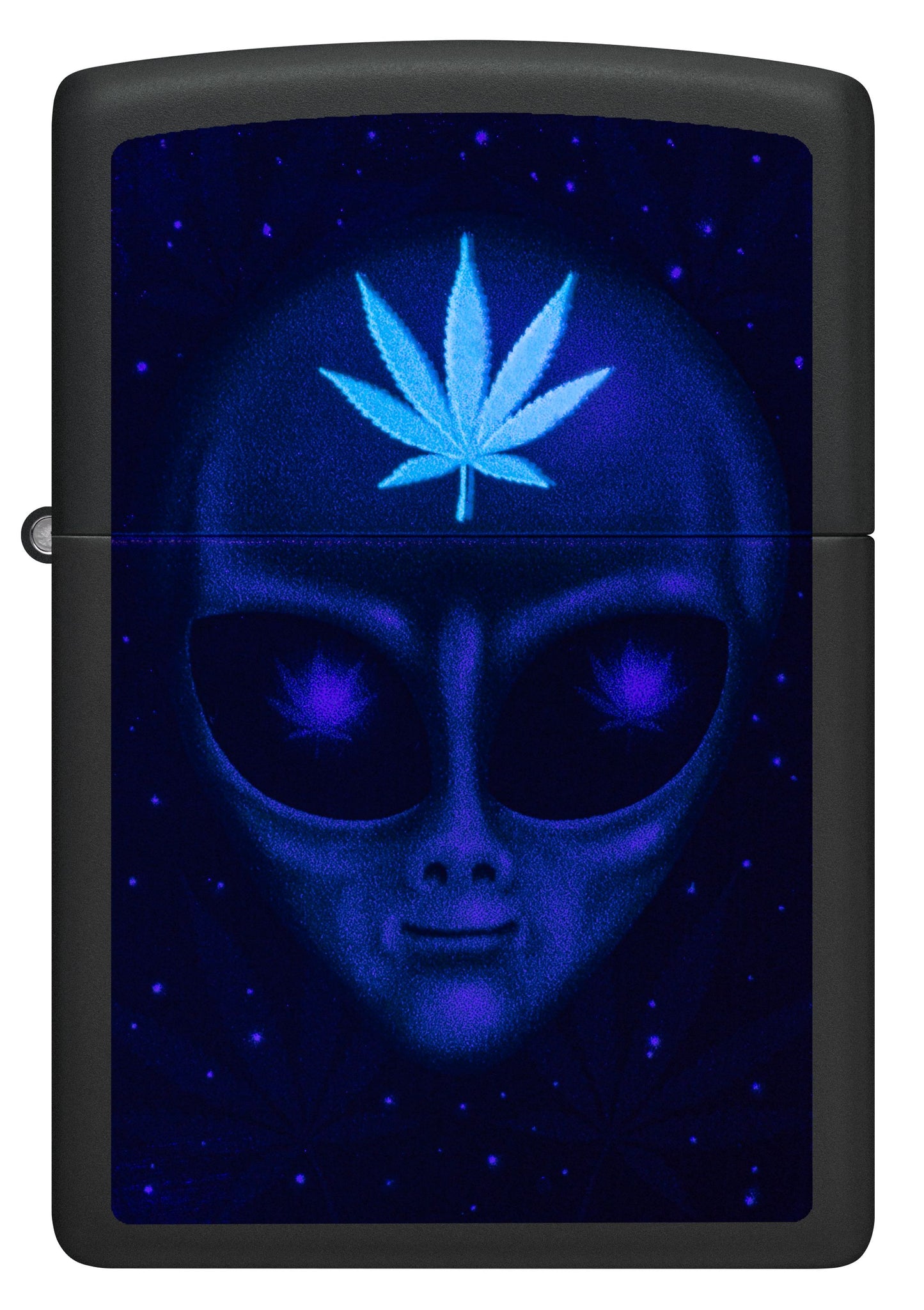 Zippo Alien Cannabis Design, Back Light Black Matte Lighter #46708