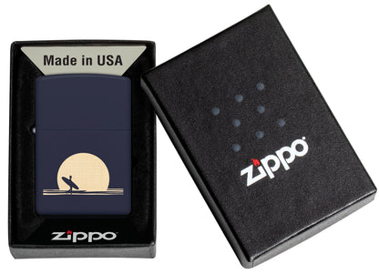 Zippo Surfer Sunset Scene, Navy Matte Lighter #47213