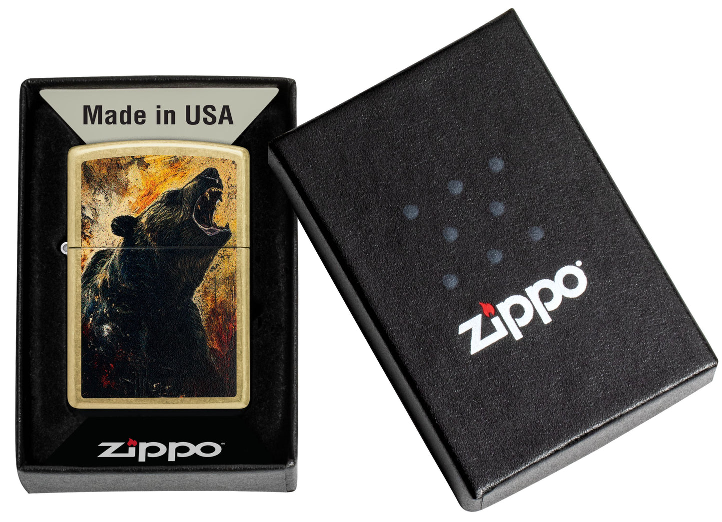 Zippo Roaring Bear Design, Street Brass Lighter #46695