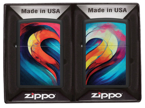 Zippo Whole Heart Lighter Set, Black Matte Lighters #46154