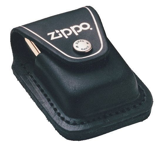 Zippo White Matte Custom Lighter & Black Clip-On Leather Pouch Gift Set