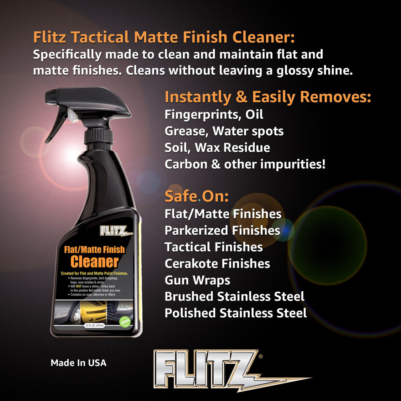 Flitz Flat / Matte Finish Cleaner, 16 oz Spray Bottle #FM11506