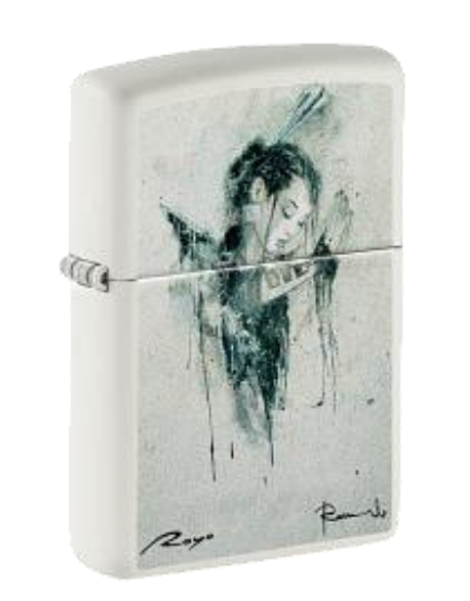 Zippo Watercolor Woman Portrait Design, White Matte Lighter #48663