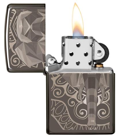 Zippo Elephant Fancy Fill Design, Black Ice Finish Lighter #49074