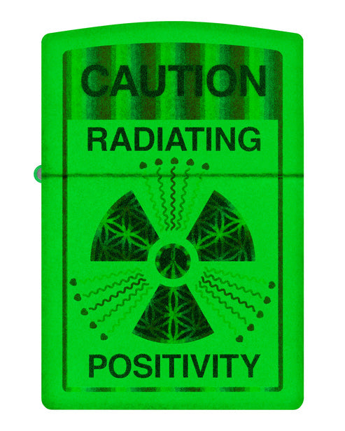 Zippo Caution Radiating Positivity, Glow in the Dark Lighter #46243