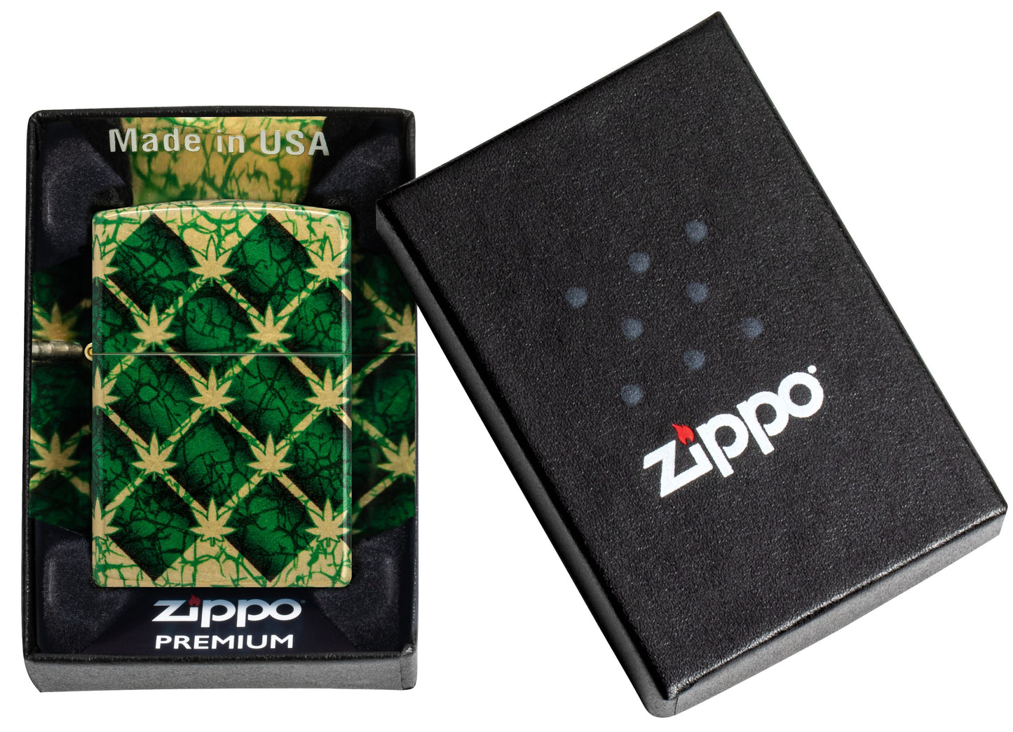 Zippo Cannabis Design, 540 Tumbled Brass Fusion Lighter #46265