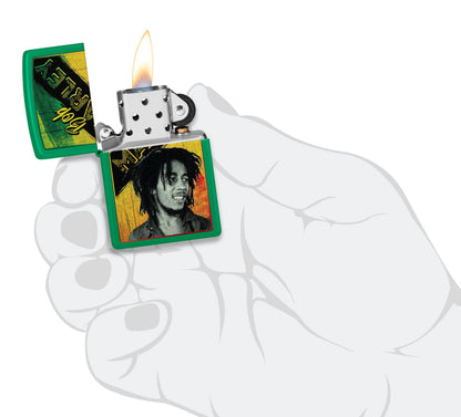 Zippo Bob Marley King of Reggae, Grass Green Matte Lighter #46152