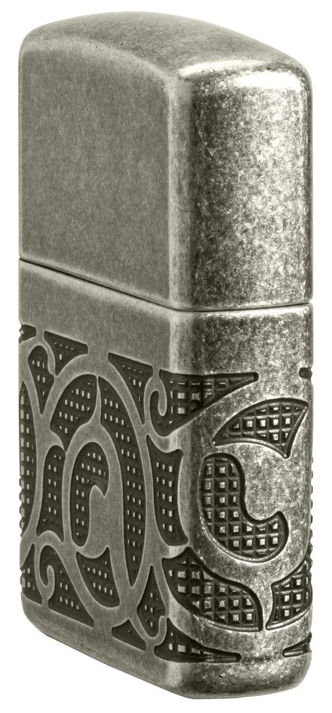 Zippo Pattern Design, Armor Antique Silver MultiCut Lighter #49290