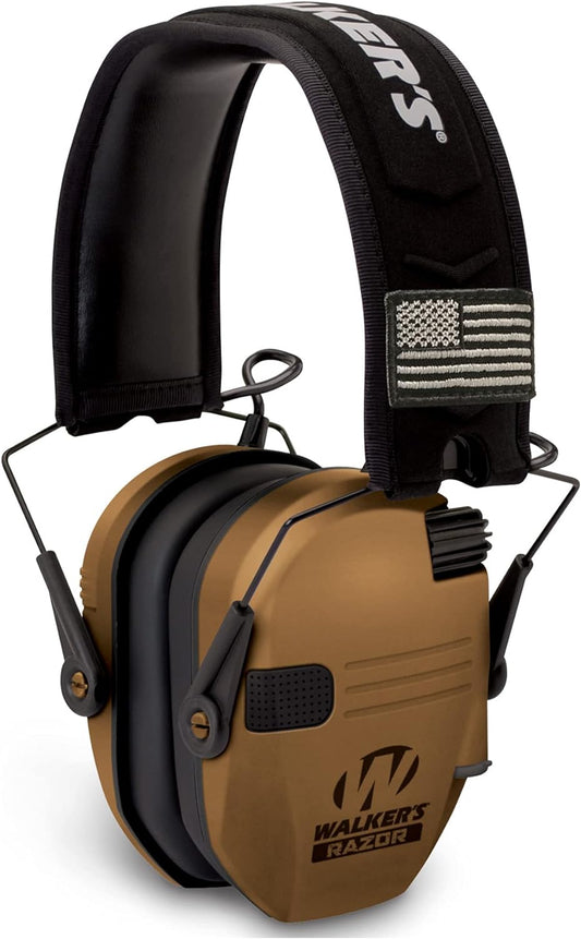 Walkers Razor Slim Electronic Muffs, Battle Brown #RSEM-BB