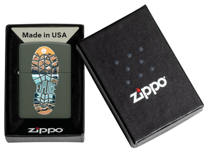 Zippo Explore Boot, Green Matte Lighter #47433