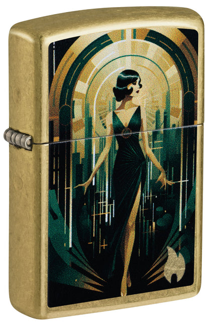 Zippo Art Deco Lady, Street Brass Lighter #47435