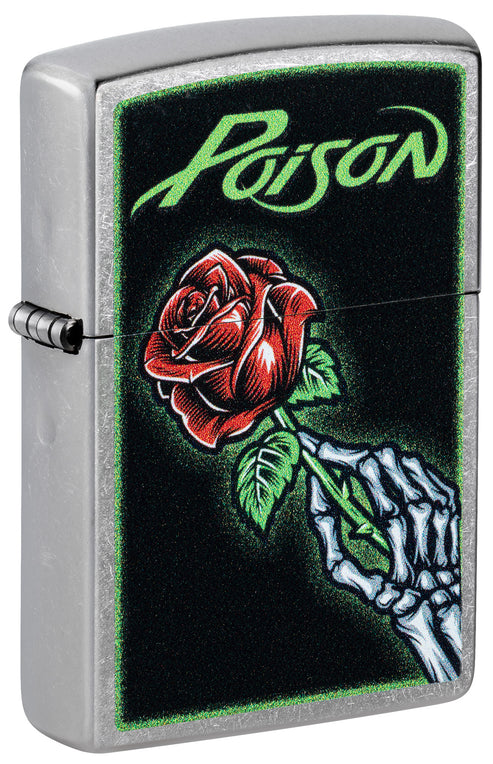 Zippo Poison Vibrant Rose Design, Street Chrome Finish Lighter #46593