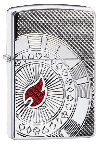 Zippo Poker Chip Design, High Polish Chrome Finish Armor Lighter #49058