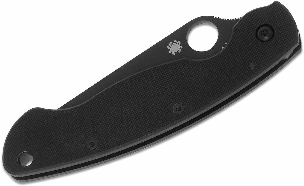 Spyderco Military Folding Knife, 3" Black Blade G10 Handles Made in USA #C36GPBK