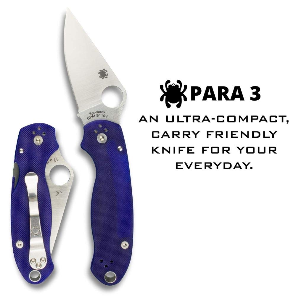 Spyderco Paramilitary 3 G-10 Dark Blue Handle Folding Knife #C223GPDBL