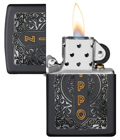 Zippo Elegant Logo Silver Filigree Design, Windproof Lighter #49535