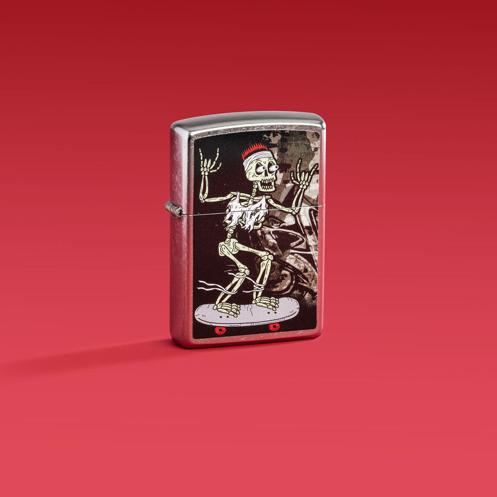 Zippo Skateboard Skeleton Design, Street Chrome Lighter #48911