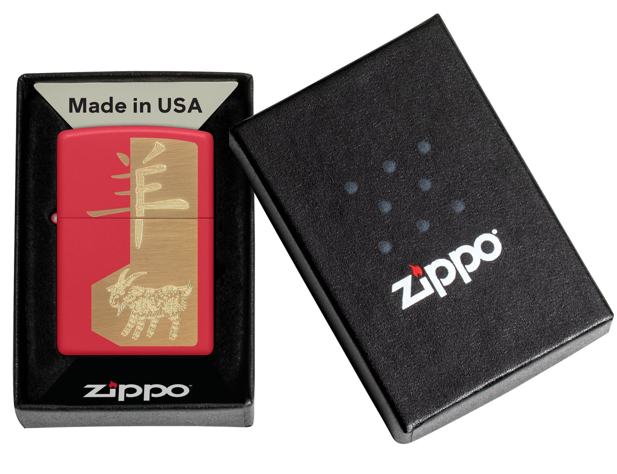 Zippo Year of the Sheep 2027, Red Matte Lighter #47420