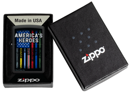 Zippo Buck Wear American Heroes USA Design, Black Matte Lighter #48634